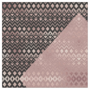 Rose Gold Hand Drawn Tribal Aztec Geometric Fabric