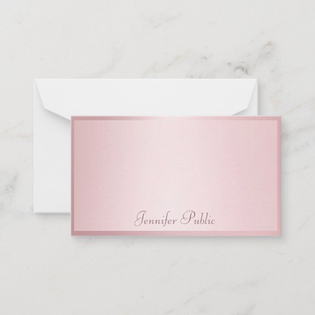 Rose Gold Hand Script Elegant Modern Template (Front)