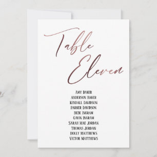 Rose Gold Handwriting Table Eleven Seating Chart
