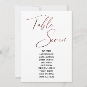 Rose Gold Handwriting Table Seven Seating Chart