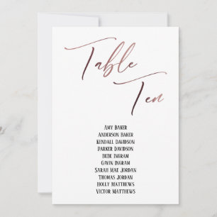 Rose Gold Handwriting Table Ten Seating Chart