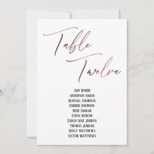 Rose Gold Handwriting Table Twelve Seating Chart