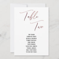 Rose Gold Handwriting Table Two Seating Chart