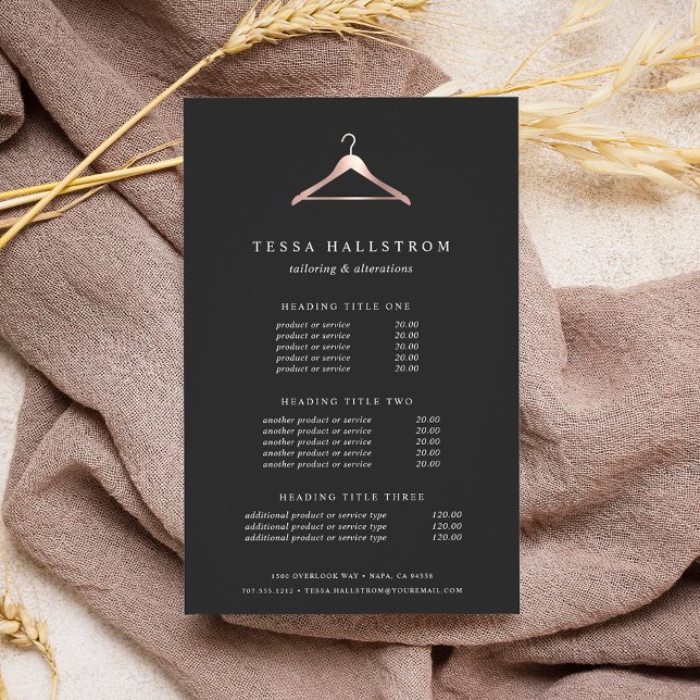 Rose Gold Hanger | Pricing & Services Flyer (Creator Uploaded)