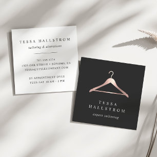 Rose Gold Hanger Seamstress Tailor Alterations Square Business Card