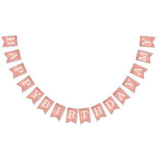 Rose Gold Happy Birthday 3 Letters Name Amy Pink  Bunting Flags