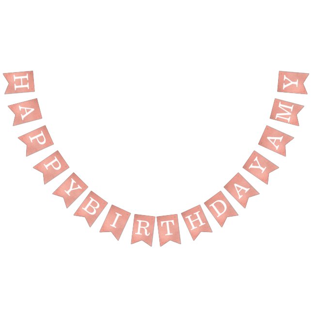 Rose Gold Happy Birthday 3 Letters Name Amy Pink  Bunting Flags (All)