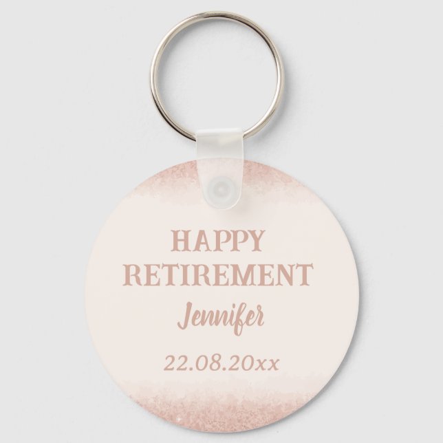 Rose Gold Happy Retirement  Keychain (Front)