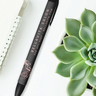 Rose Gold Heart Salon Business Promotion Black Ink Pen