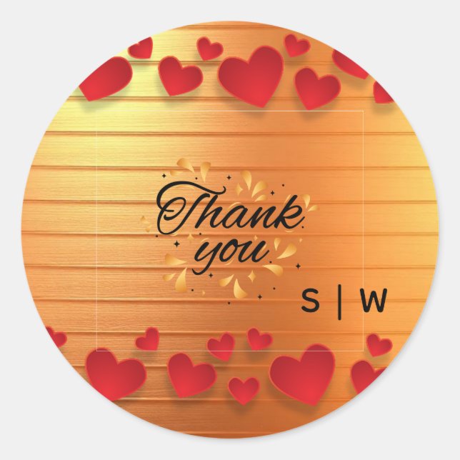 Rose Gold Heart Wedding Sticker (Front)