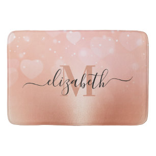 Rose Gold Hearts Bath Mat