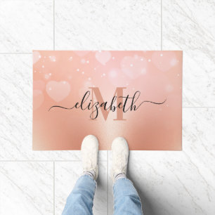Rose Gold Hearts Doormat