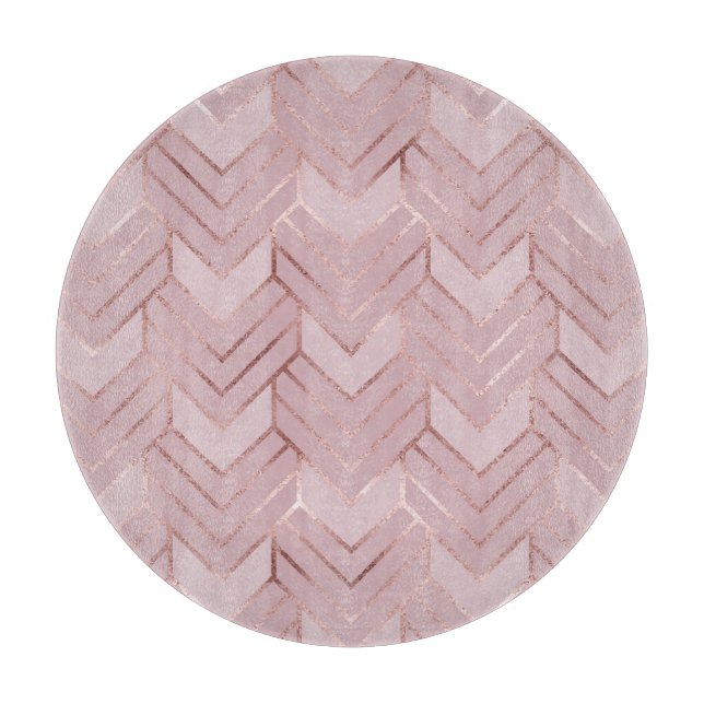 Rose Gold Hearts Glitter Pattern. Cutting Board (Front)
