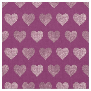 Rose Gold Hearts Glitter Pattern Fabric