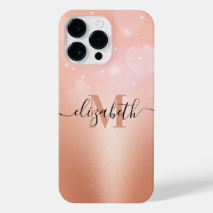 Rose Gold Hearts iPhone 14 Pro Max Case