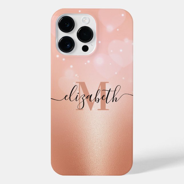 Rose Gold Hearts iPhone Case (Back)