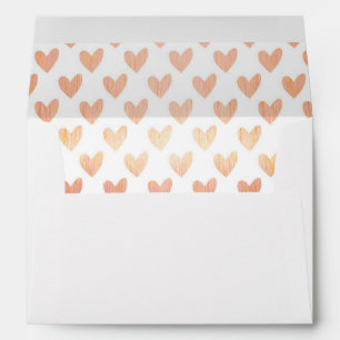 Rose Gold Hearts Pattern Decorative Lined Envelopes