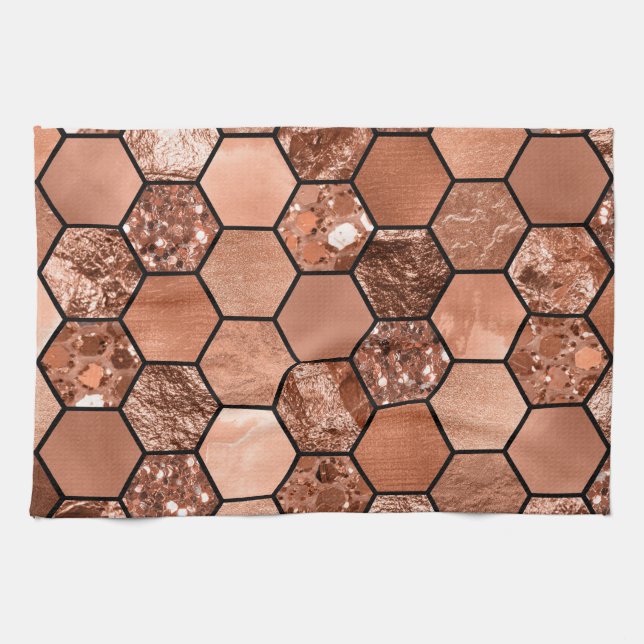 Rose gold hexaglam kitchen towel (Horizontal)
