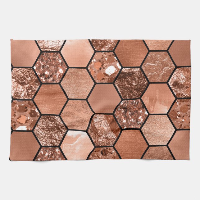 Rose gold hexaglam kitchen towel (Horizontal)
