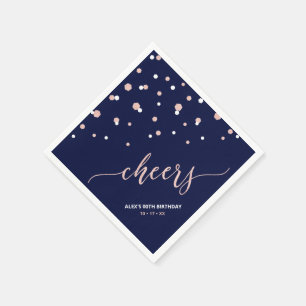 Rose gold Hexagon Confetti Cheers Custom Party Napkin