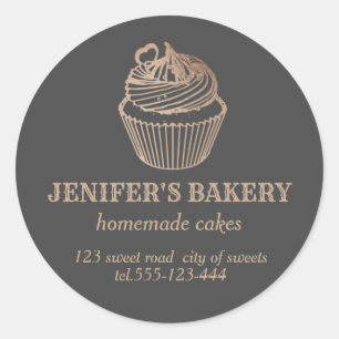 Rose gold Homemade cupcakes and sweets Classic Round Sticker