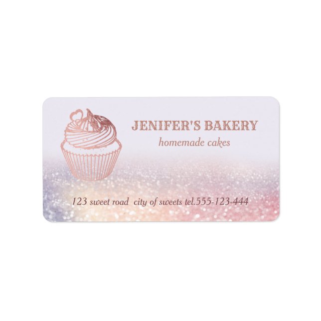 Rose gold  Homemade cupcakes and treats packaging Label (Front)
