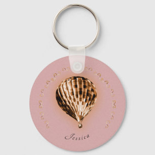 Rose Gold Hot Air Balloon with Name and Scrolls  Keychain