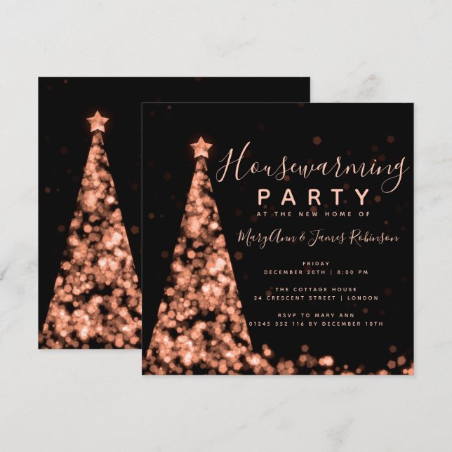 Rose Gold Housewarming Party Christmas Holidays Invitation (Front/Back)
