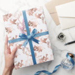 Rose Gold Hummingbird Pattern Wedding Wrapping Paper<br><div class="desc">Beautiful watercolor images of hummingbirds,  branches and leaves in rose gold on a white background make this gift wrap special for weddings,  birthdays,  or any time you want your gift to look elegant.</div>