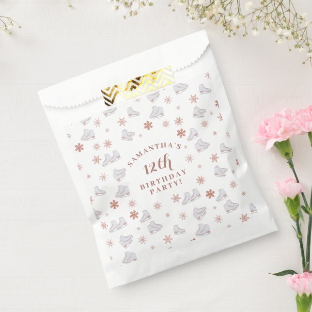 Rose Gold Ice Skates Blush Pink Skating Birthday Favour Bag (Sealed)