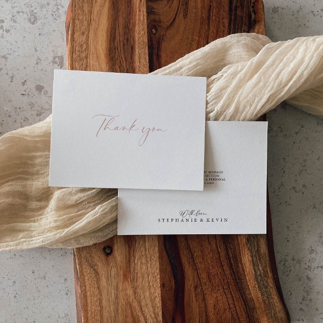 Rose Gold Idyllic Calligraphy Flat Wedding  Thank You Card (Creator Uploaded)