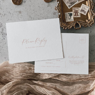 Rose Gold Idyllic Stylish Menu Choice RSVP  Postcard