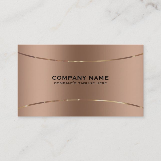 Rose-gold image of faux metallic background business card (Front)