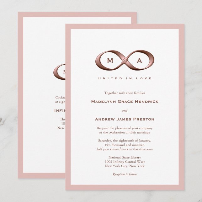 Rose Gold Infinity Hand Clasp Wedding Invitation (Front/Back)
