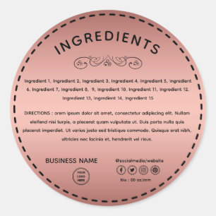 Rose Gold Ingredient Direction Logo Product Label