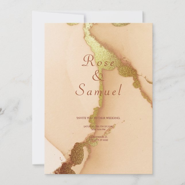 Rose Gold Ink Aesthetic Chic Wedding Invitation (Devant)