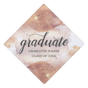 Rose Gold Ink Glitter Ink Graduation Cap Topper