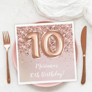 Rose Gold Kids Girl 10th Birthday Party Napkin