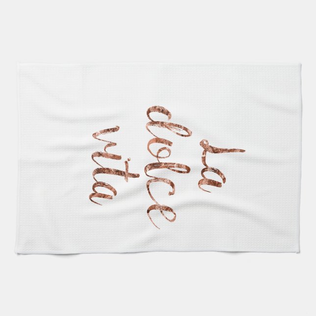 Rose gold La Dolce Vita Kitchen Towel (Horizontal)