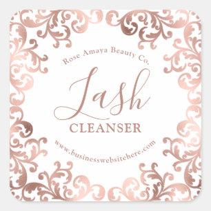 Rose Gold Lash Cleanser Stylish Frame Square Sticker