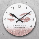 Rose Gold Lashes Makeup Artist Eyelash Salon Round Clock<br><div class="desc">Lashes Makeup Artist Rose Gold Beauty Salon Clocks.</div>