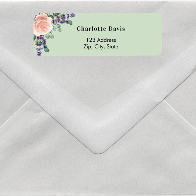 Rose gold lavender green florals return address  (Creator Uploaded)