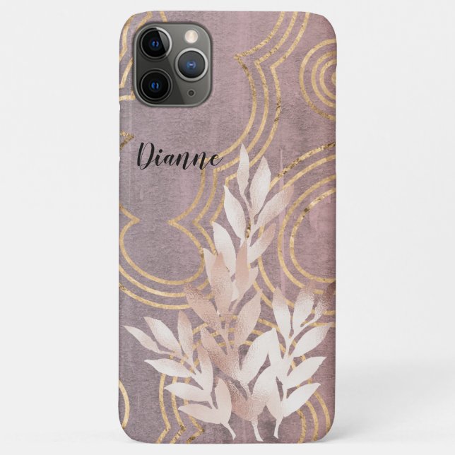 Rose Gold Leaf Spray on Golden Clouds Customize It Case-Mate iPhone Case (Back)