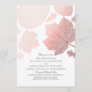 Rose Gold Leaves Elegant Fall Rehearsal Dinner Invitation