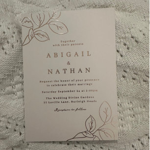 Rose Gold Leaves Elegant Wedding