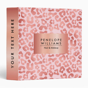 Rose Gold Leopard Print Binder