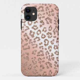 Rose gold leopard print glitter case