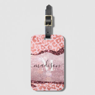 Rose Gold Leopard Print Luggage Tag