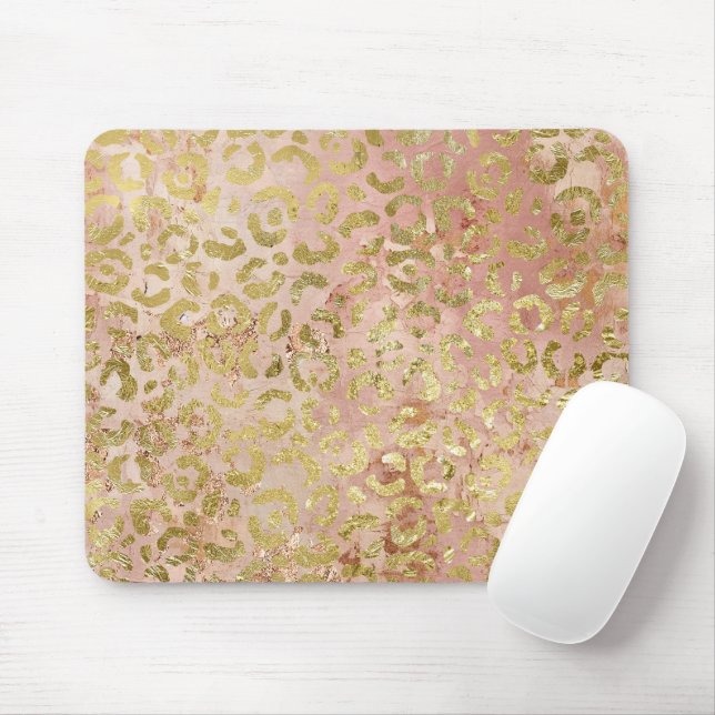 Rose Gold Leopard Print Mouse Pad (With Mouse)