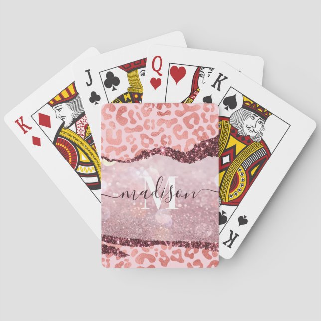 Rose Gold Leopard Print Playing Cards (Back)